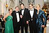 – Die Preisträger Wolfgang Uchatius und Timo Großpietsch (2. und 3. v.r.) flankiert von Marina Friedt und der Moderatorin des Ballabends, Susanne Stichler. Außerdem im Bild: Der ehemalige Vorsitzende des BJV Dr. Wolfgang Stöckel. (Foto: Florian Büh)