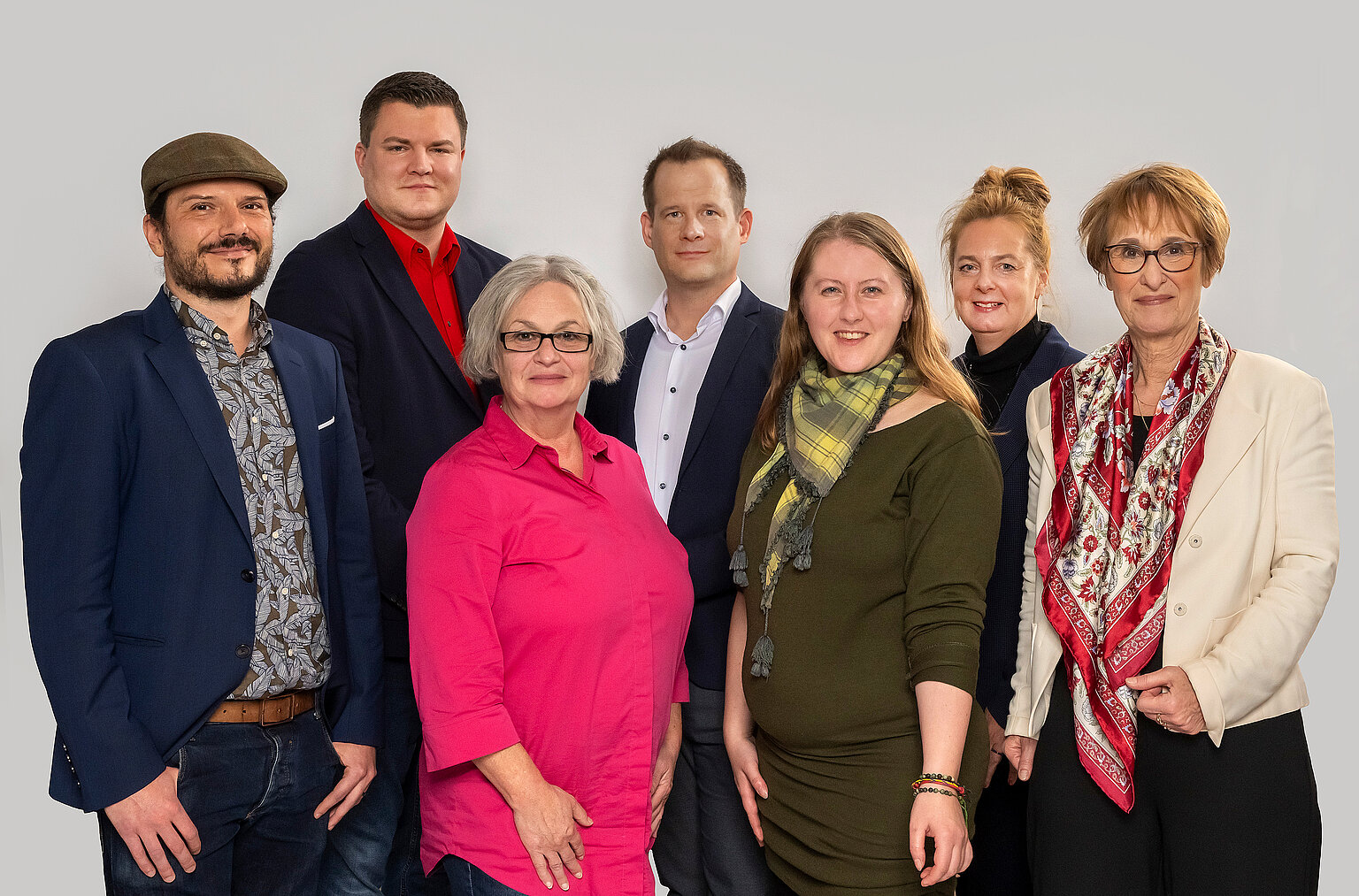  – DJV-Bundesvorstand: Jonathan Janoschka, Philipp Blanke, Anne Webert, Mika Beuster, Mariana Friedrich, Ute Korinth, Katrin Kroemer (v.l.). 