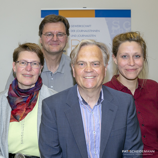 – Foto: Pat Scheidemann. Der neue Vorstand (v.l.): Esther Geißlinger, Kai Dordowsky, Arnold Petersen, Lucie Kluth. Nicht im Bild: Andreas Olbertz